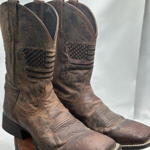 Ariat Circuit Patriot Western American Flag USA Men`s Boot Size 12D GUC LOOK